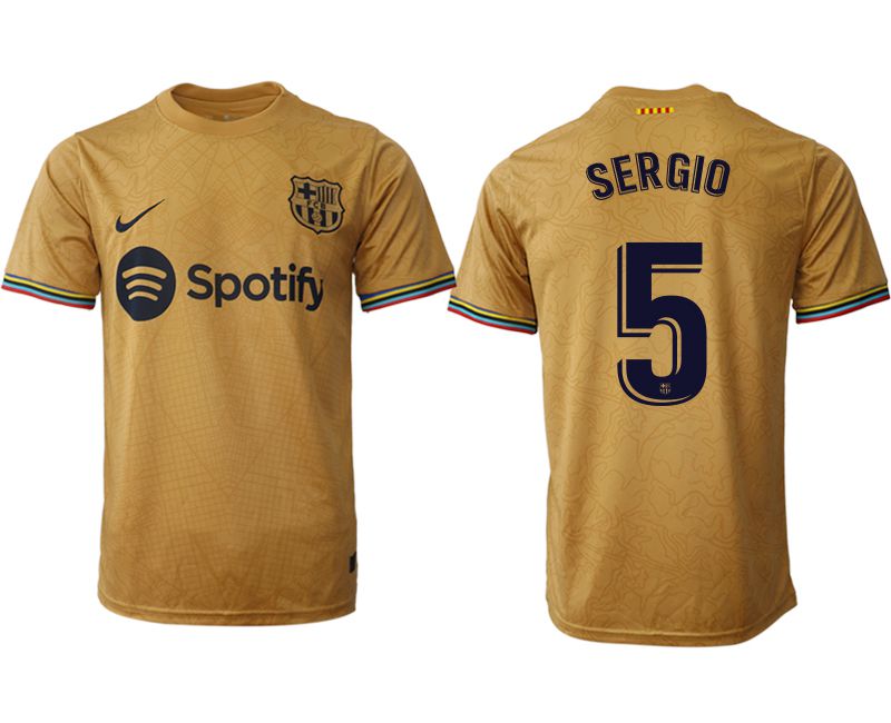 Men 2022-2023 Club Barcelona away aaa version yellow #5 Soccer Jersey->barcelona jersey->Soccer Club Jersey